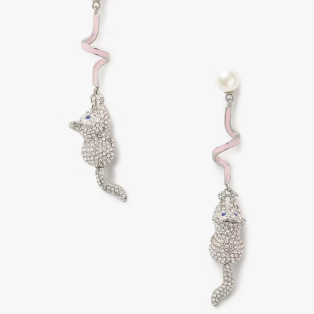 New Kate Spade x Disney Aristocats Marie Cat Drop Earrings